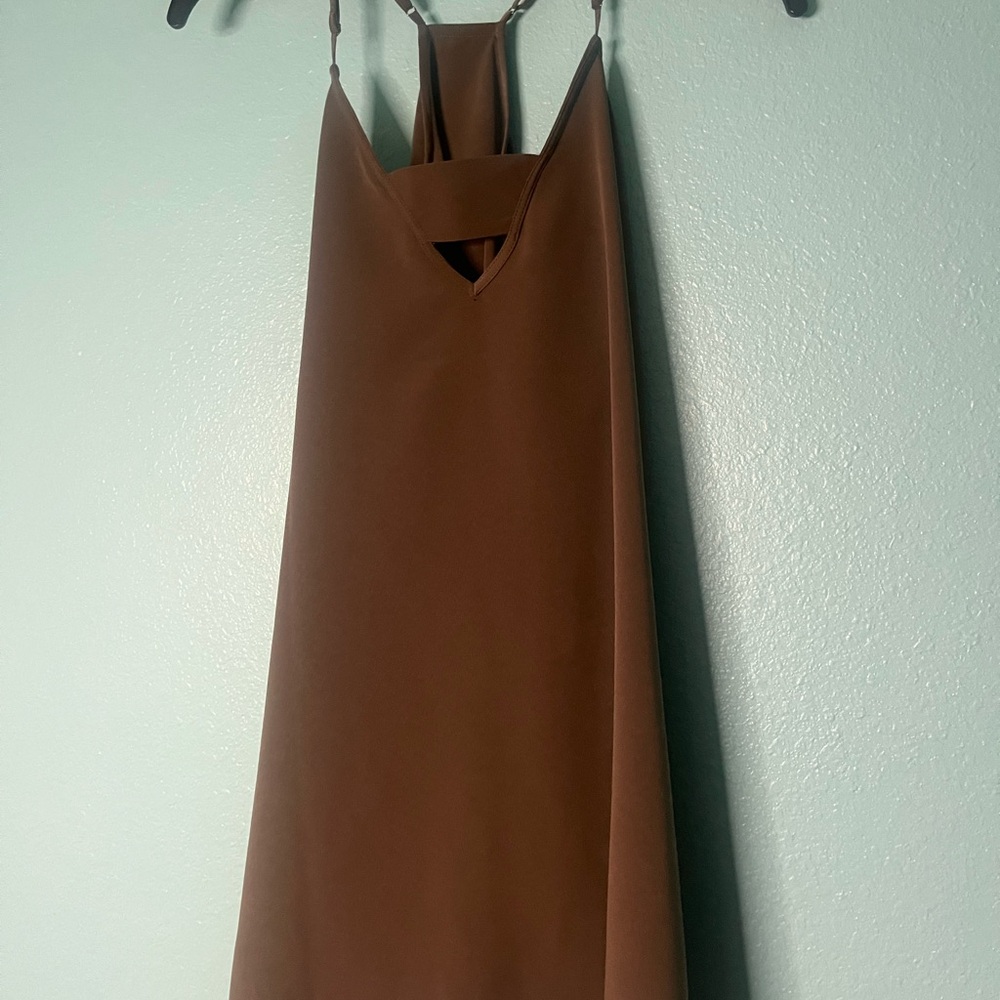 Brown Women's Spaghetti Strap Slip Dress